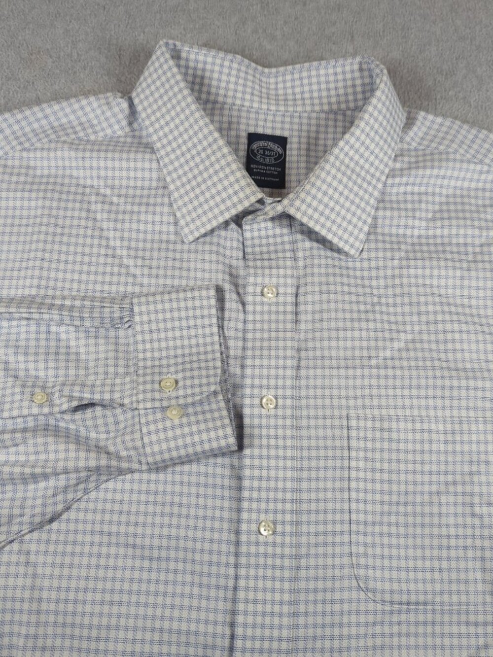 Brooks Brothers Dress Shirt Men's 20 Gingham Check Non Iron Stretch Button Up